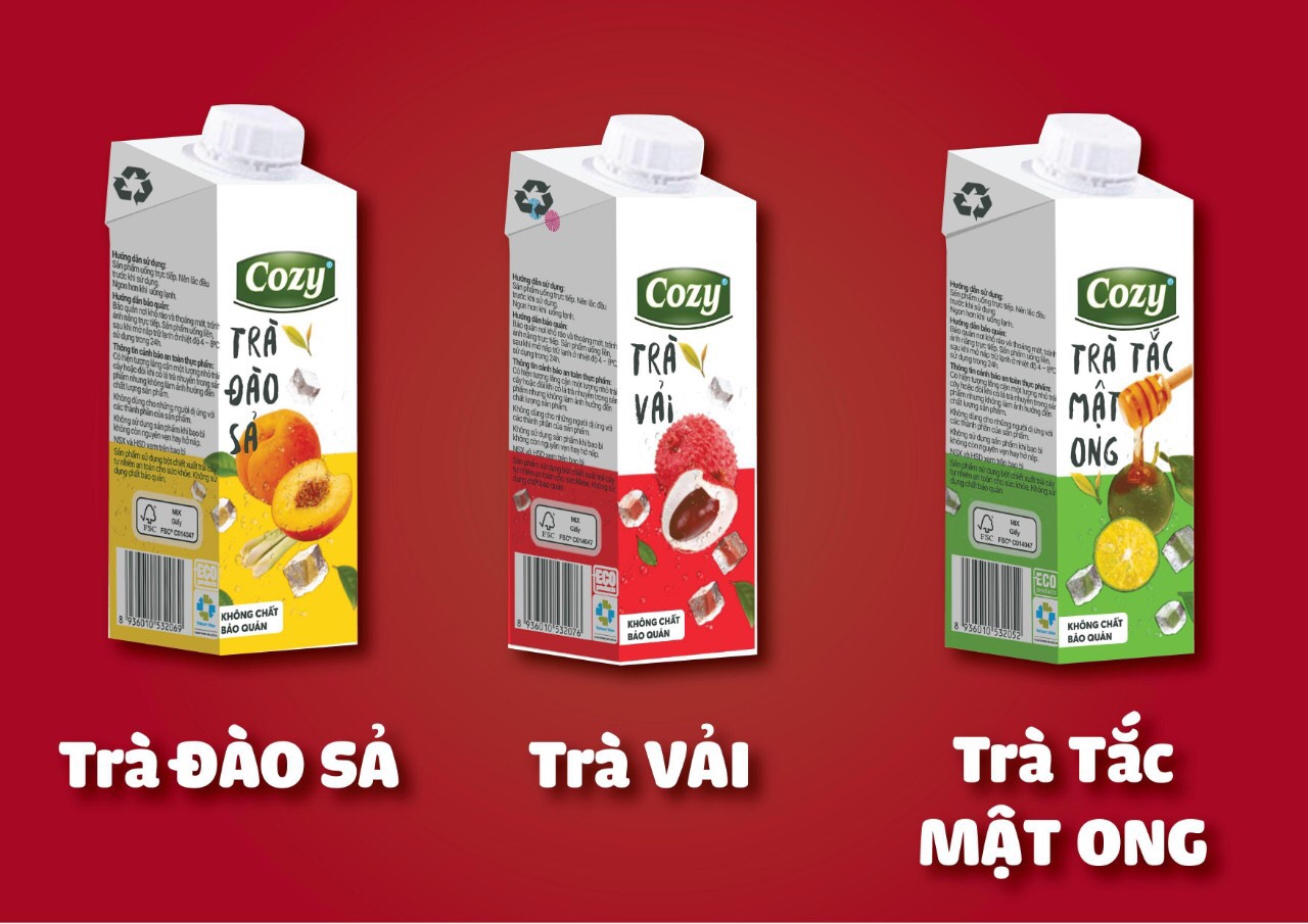 1 lốc 4 hộp Trà trái cây Cozy các loại