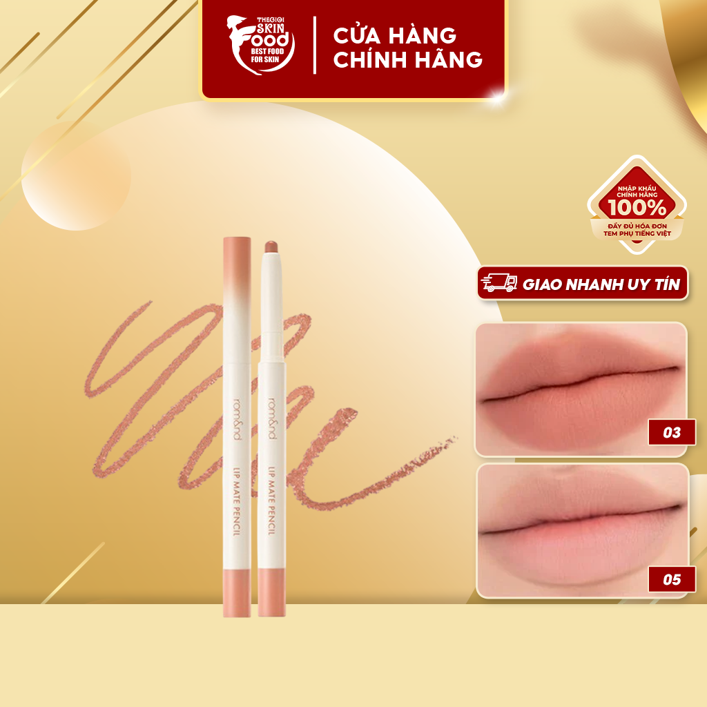 [NEW - Be OVEEER Shade] Chì Kẻ Viền Môi Nhung Lì, Lâu Trôi, Thiết Kế 2 Đầu Hàn Quốc Romand Lip Mate Pencil - 0.5g