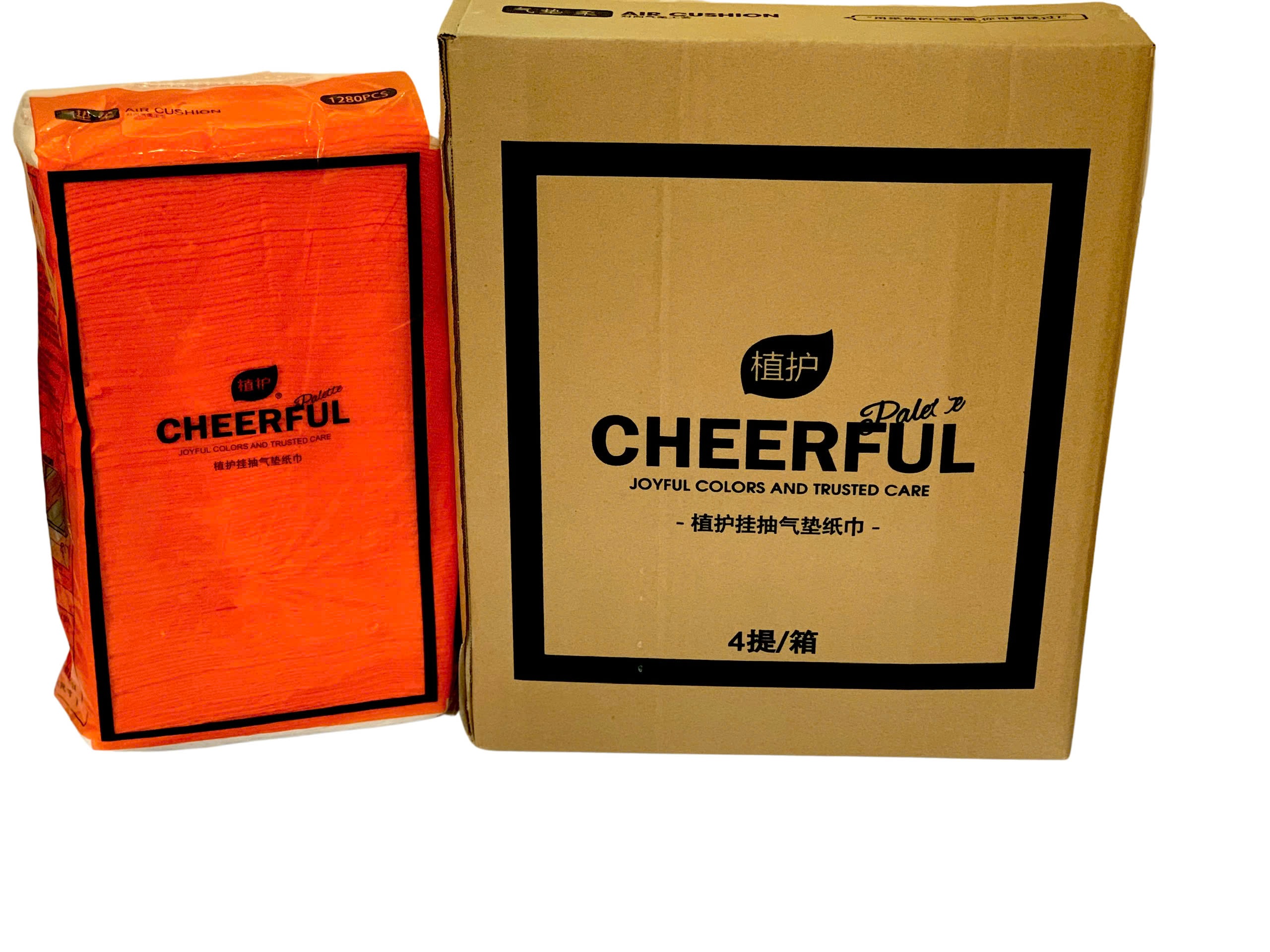 [Tặng 2 móc] Thùng 4 Túi Giấy vệ sinh Rút Treo Tường CHEERFUL 1280 tờ nội địa trung, Làm Từ Bột Gỗ Nguyên Sinh