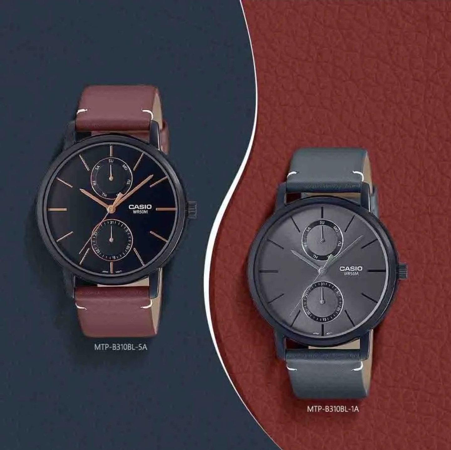 Đồng hồ nam casio mtp-b310bl dây da công sở chính hãng
