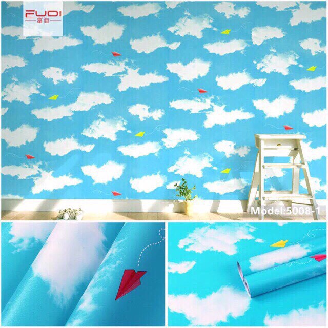 10M giấy Dán Tường Sẵn Keo Mây Trời Rộng 45cm