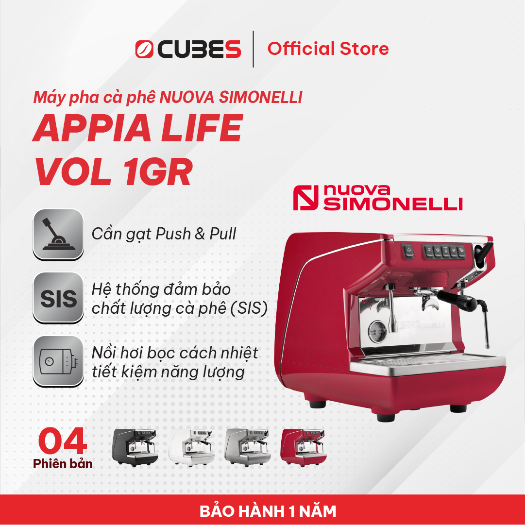 Máy pha cà phê Nuova Simonelli Appia Life Vol 1 Group  - 150 ly/ngày - Nhập khẩu chính hãng từ Ý - Bảo hành 12 tháng