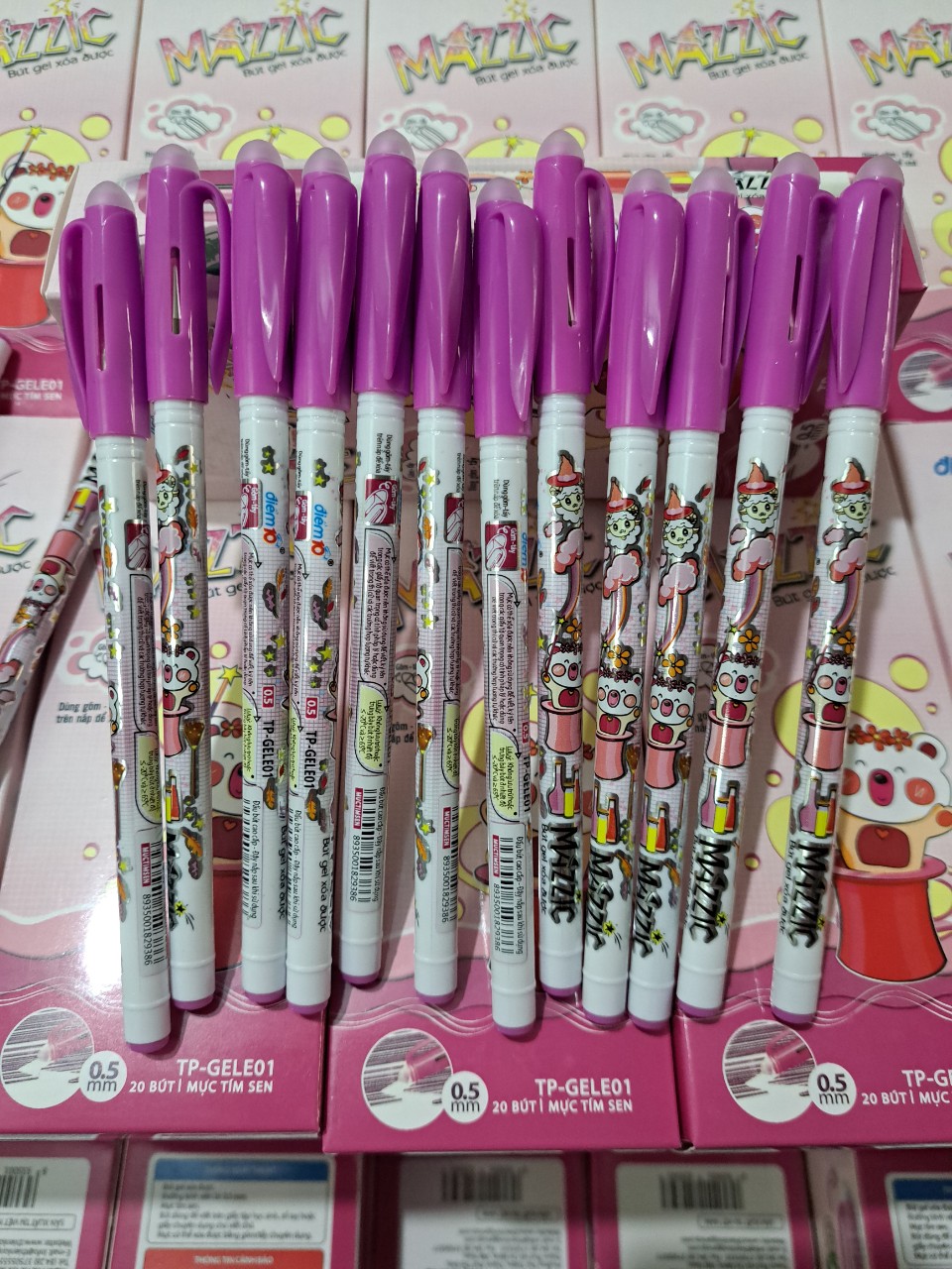 Hộp 20 Cây Bút Gel Xóa Được Mực Tím MAZZIC TP-GELE01 Ngòi 0.5mm.