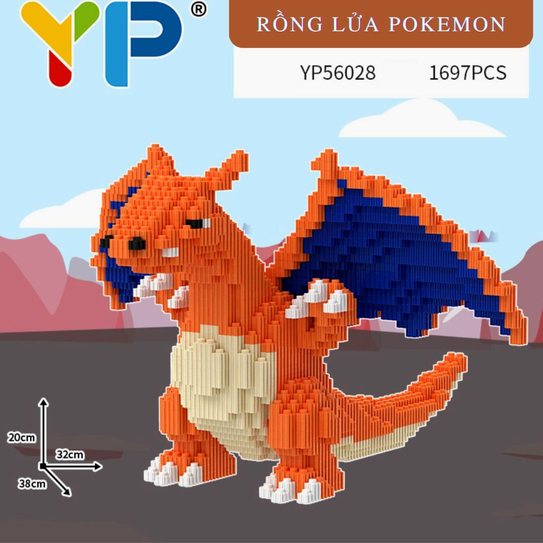 Rồng lửa pokemon dài 38cm mô hình lắp ráp rồng phun lửa cho bé đồ chơi lắp ghép mô hình cho bé trai