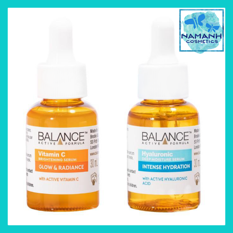 Combo dưỡng trắng căng mướt da Serum Balance Vitamin C Brightening và Hyaluronic Deep Moisture 30ml/chai