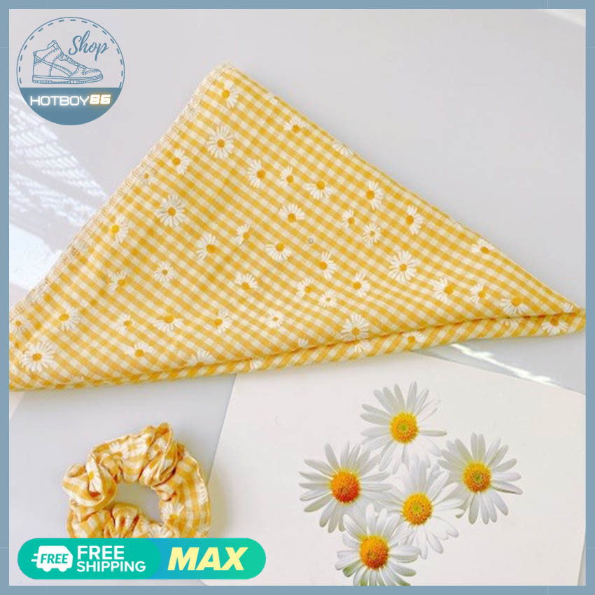khăn vuông bandana hoa cúc 50x50cm -hotboy86-khăn caro hoa cúc đội đầu ,buộc tóc,quấn túi ,làm phụ quần áo  cho nam nữ.