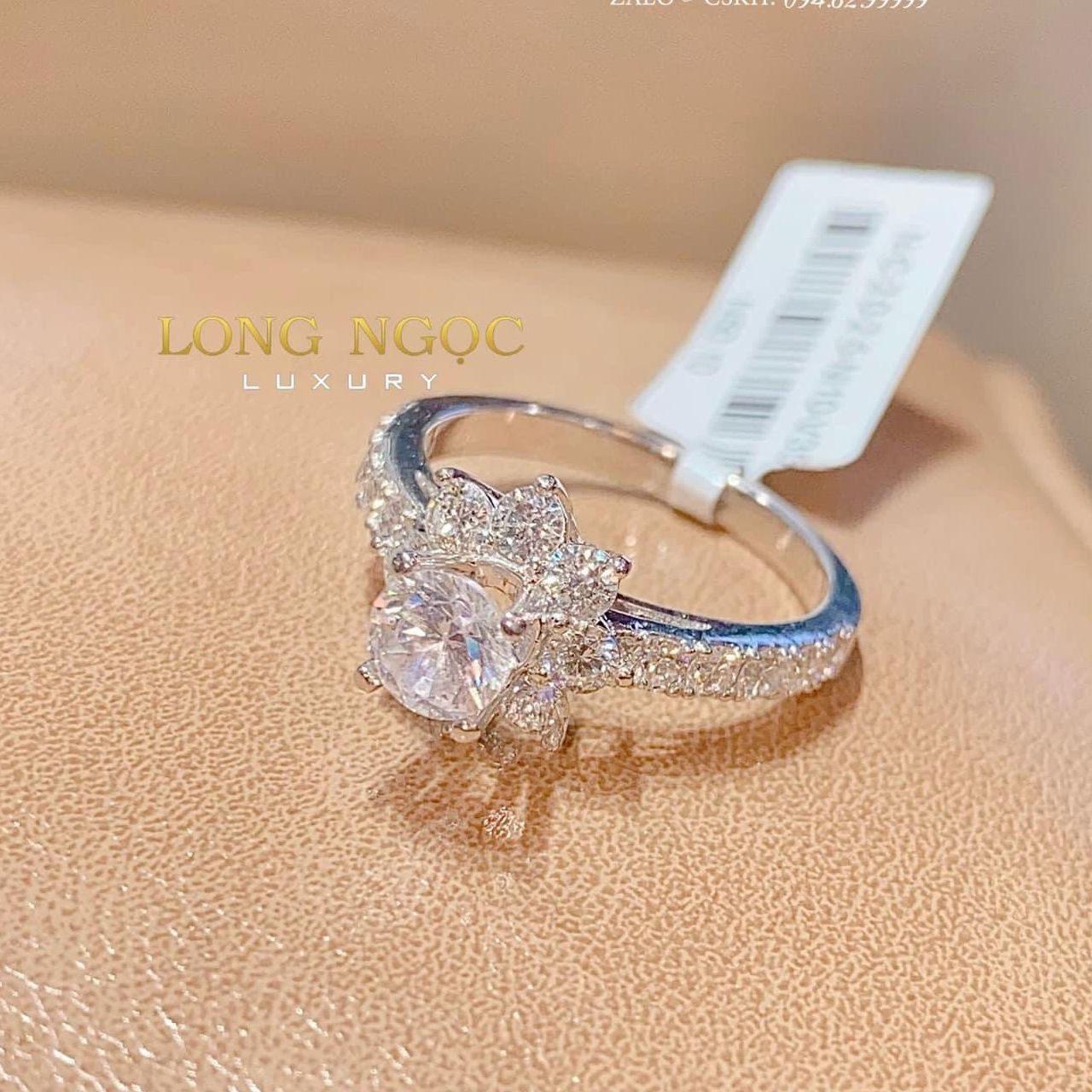 Nhẫn nữ đẹp, nhẫn nữ vàng trắng, nhẫn bạc Ý xi kim, nhẫn đá phale cao cấp, nhẫn kim cương sang trọng - Trang sức GADO NM0876 CAM KẾT KHÔNG ĐEN