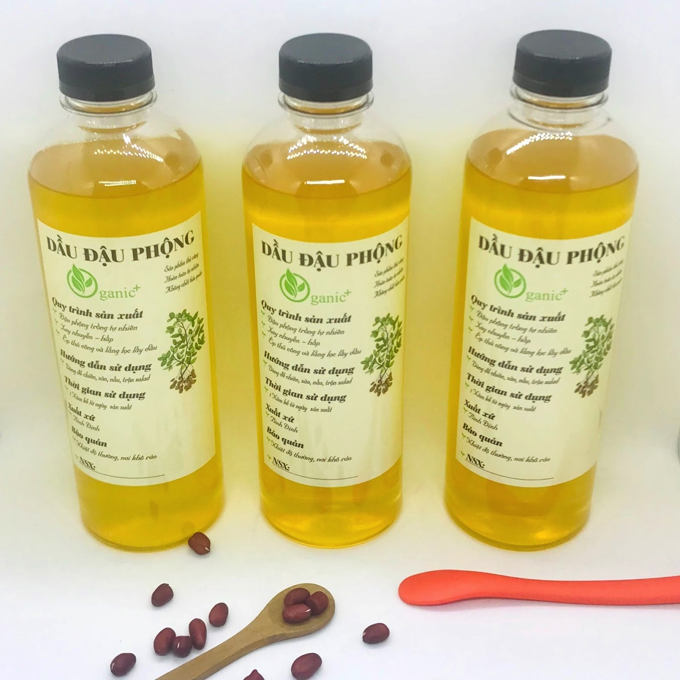 Dầu đậu phộng nguyên chất Oganic+, dầu lạc ép thủ công chai 1000ml
