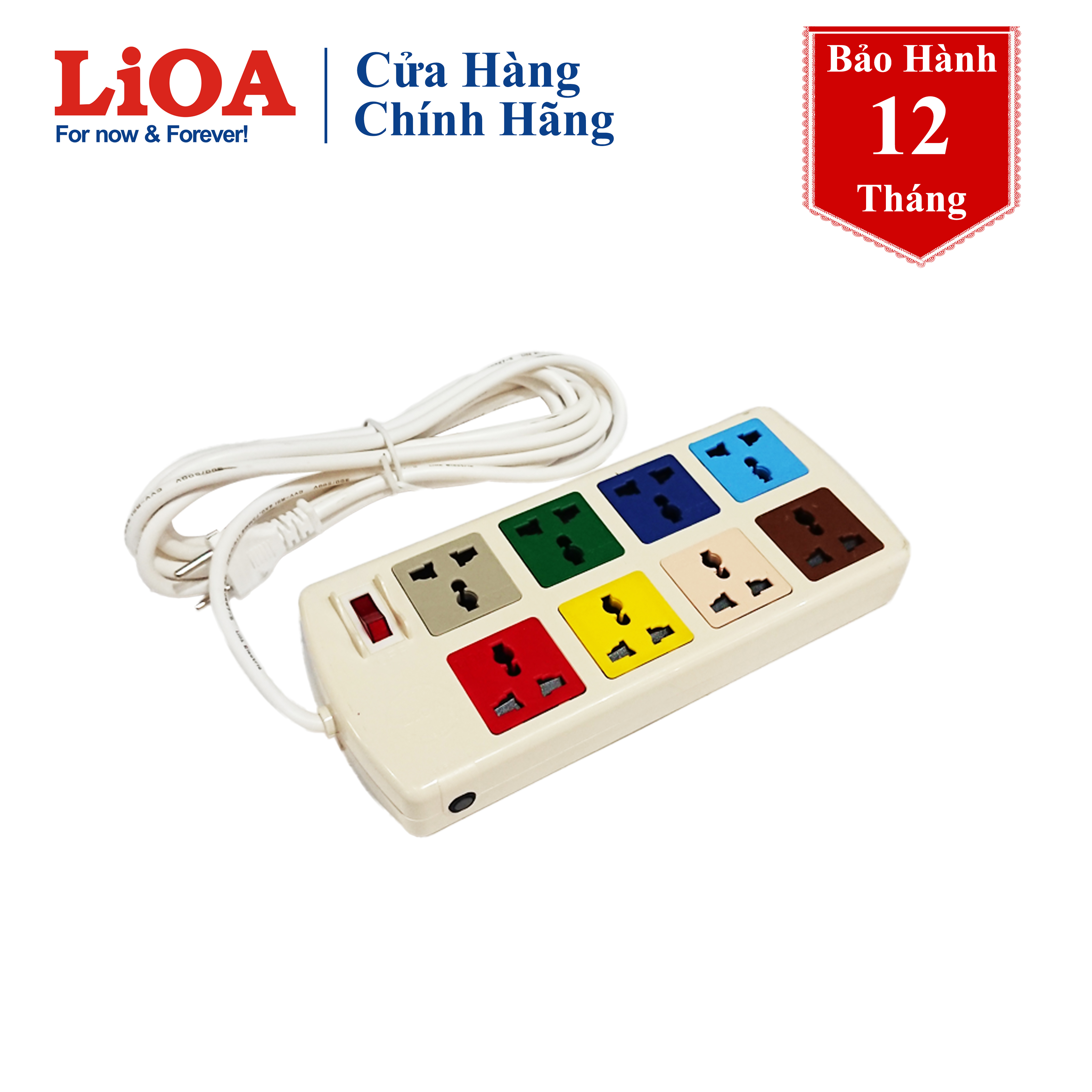Ổ cắm điện LiOA đa năng 8 ổ cắm, 3 mét 8D32N 8D32WN