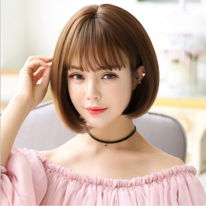 Tóc giả nữ nguyên đầu,tóc giả nữ cao cấp làm bằng tơ mềm mượt như tóc thật (màu vàng) + tặng kèm lưới