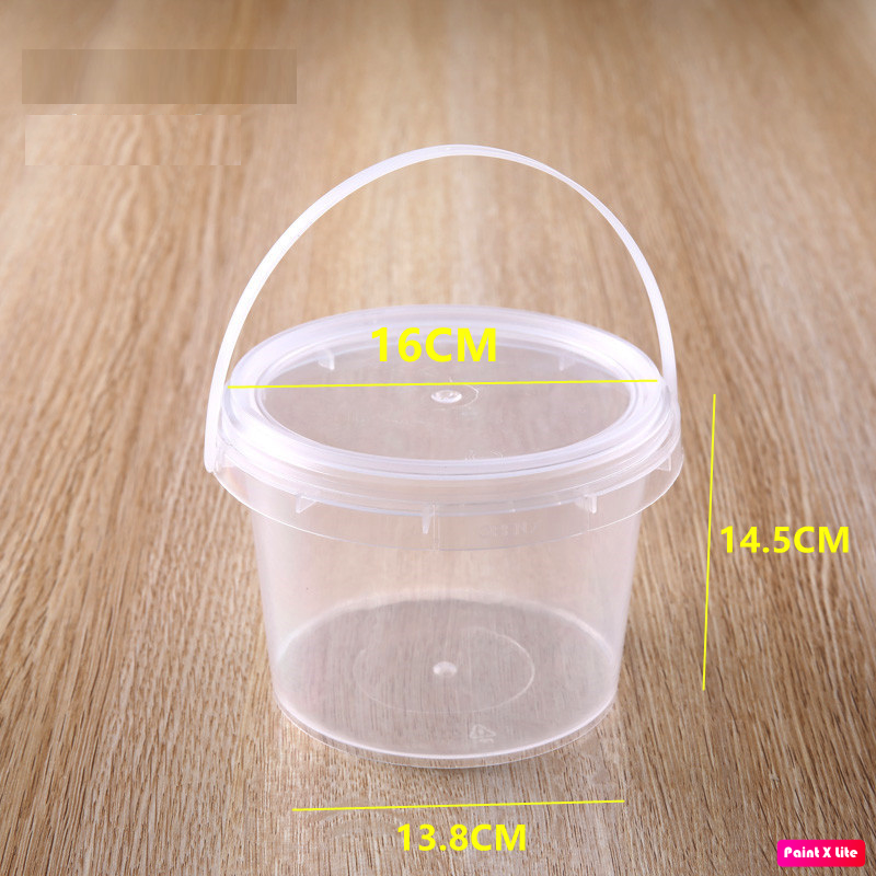Square/Round Bucket 500ml, Plastic Bucket 1000ml, Square Bucket 2000ml for Milk Tea with Handle, Milk Tea Bucket, Candy Bucket - 2