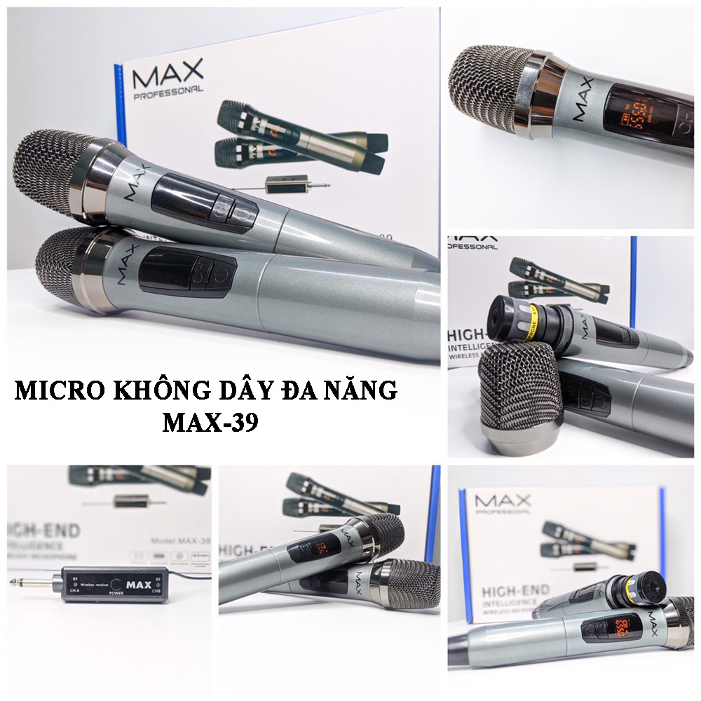 Micro Không Dây Đa Năng MAX 39 Max 19, Chống Hú Cao Cấp, Màn Hình LED Hiển Thị Thông Minh, Hát Karaoke Cực Chất, Âm Thanh To Và Rõ, Chống Hú Tốt, Hát Hay, Sử Dụng Gia Đình, Quán Hát Karaoke.