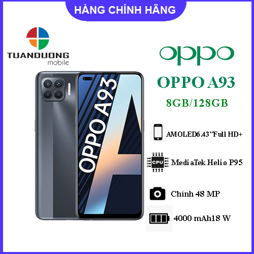 [Voucher 7% từ 04.08 đến 06.08] Điện thoại OPPO A93 (8Gb/128Gb) - Hàng Chính Hãng