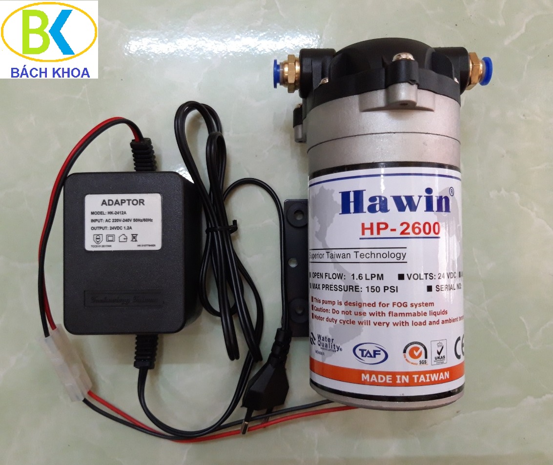 Máy phun sương Đài Loan Hawin HP-2600 (phun được 15-25 béc) tiết kiệm điện dễ lắp đặt