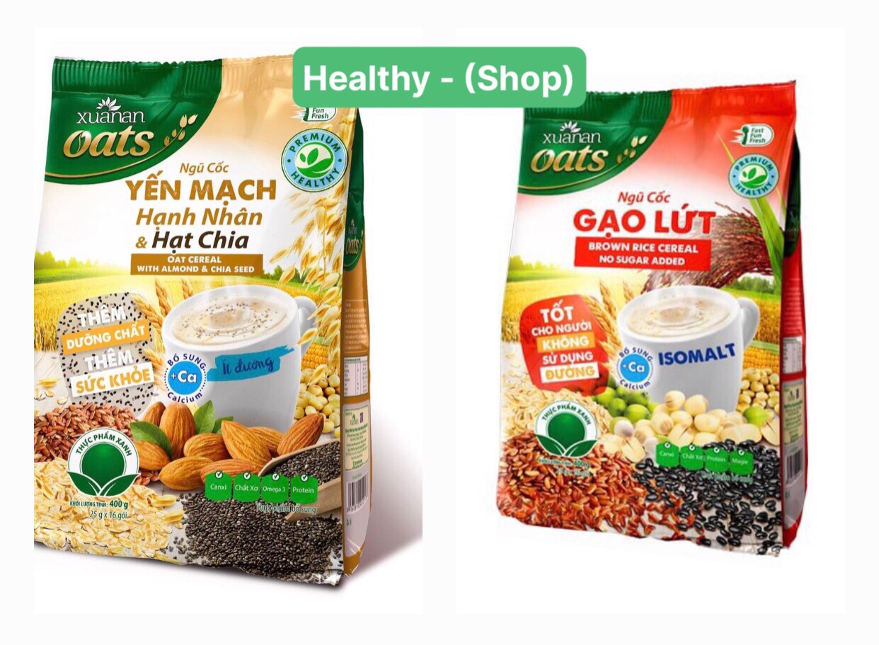 Combo nc hạnh nhân gói 400gr + nc gạo lứt ăn kiêng gói 400gr - tặng 2 gói y.mạch