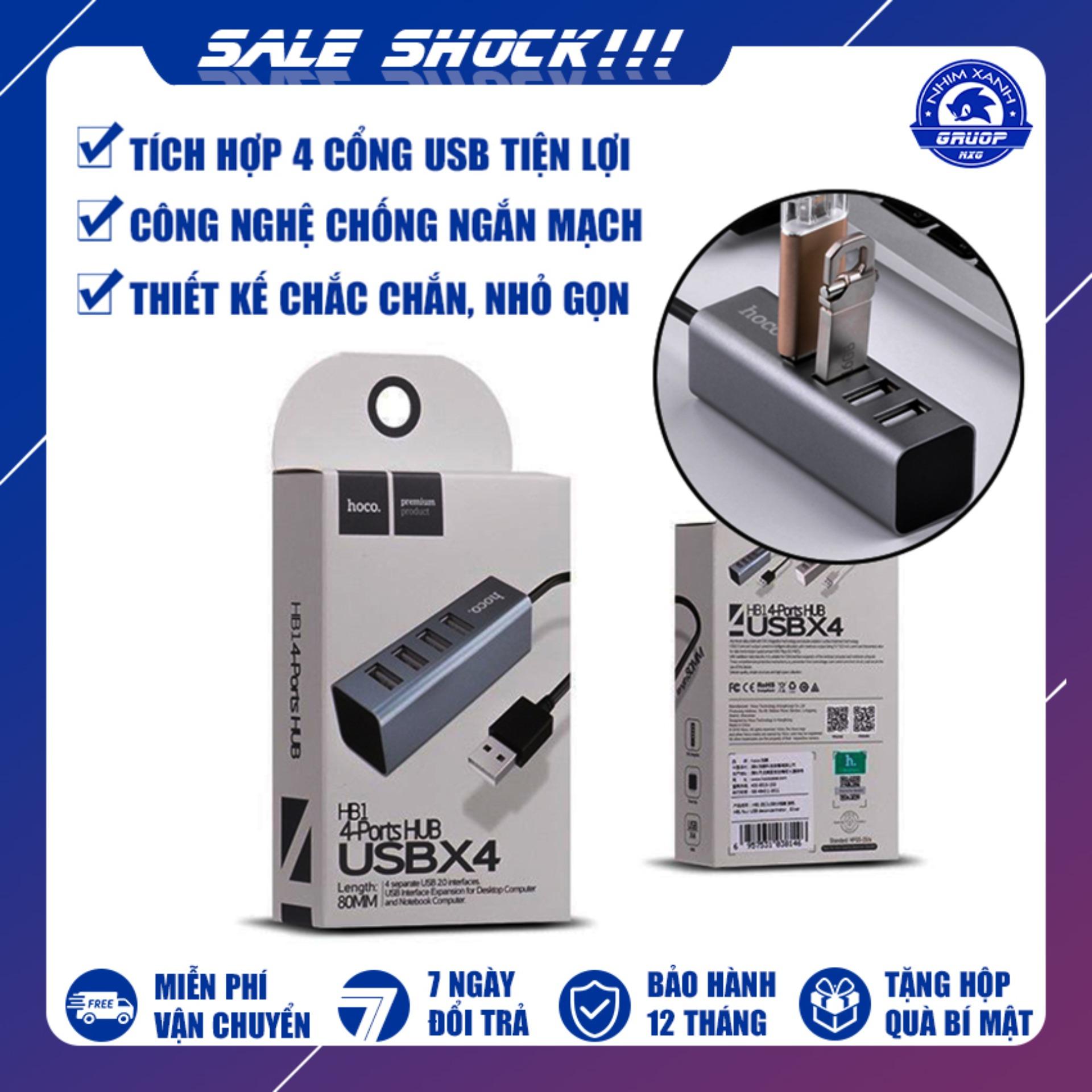 Bộ chia cổng usb hoco hb1 chia 4 cổng usb - hổ trợ truyền dữ liệu cho điện thoại, usb, đầu đọc thẻ nhớ 2.0 nxg
