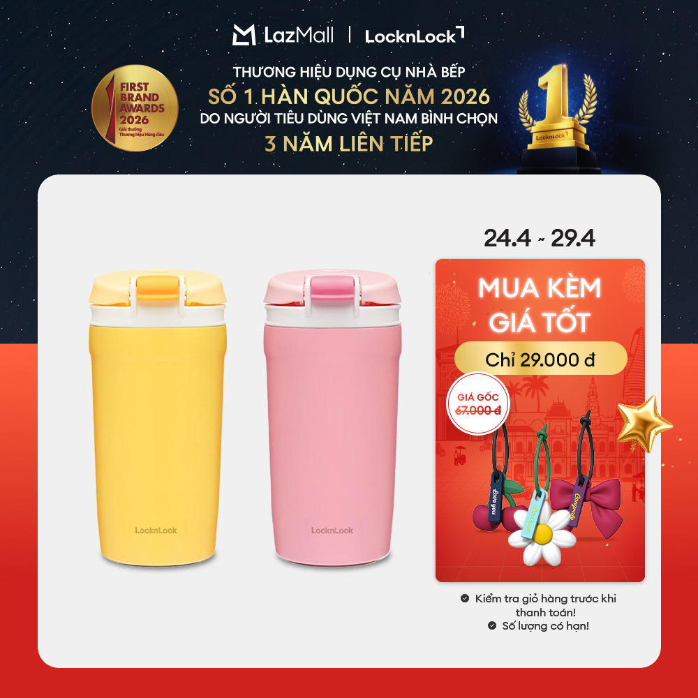 Bình giữ nhiệt LocknLock 430ML -Dual onetouch - LHC3282YEL,LHC3282PIK
