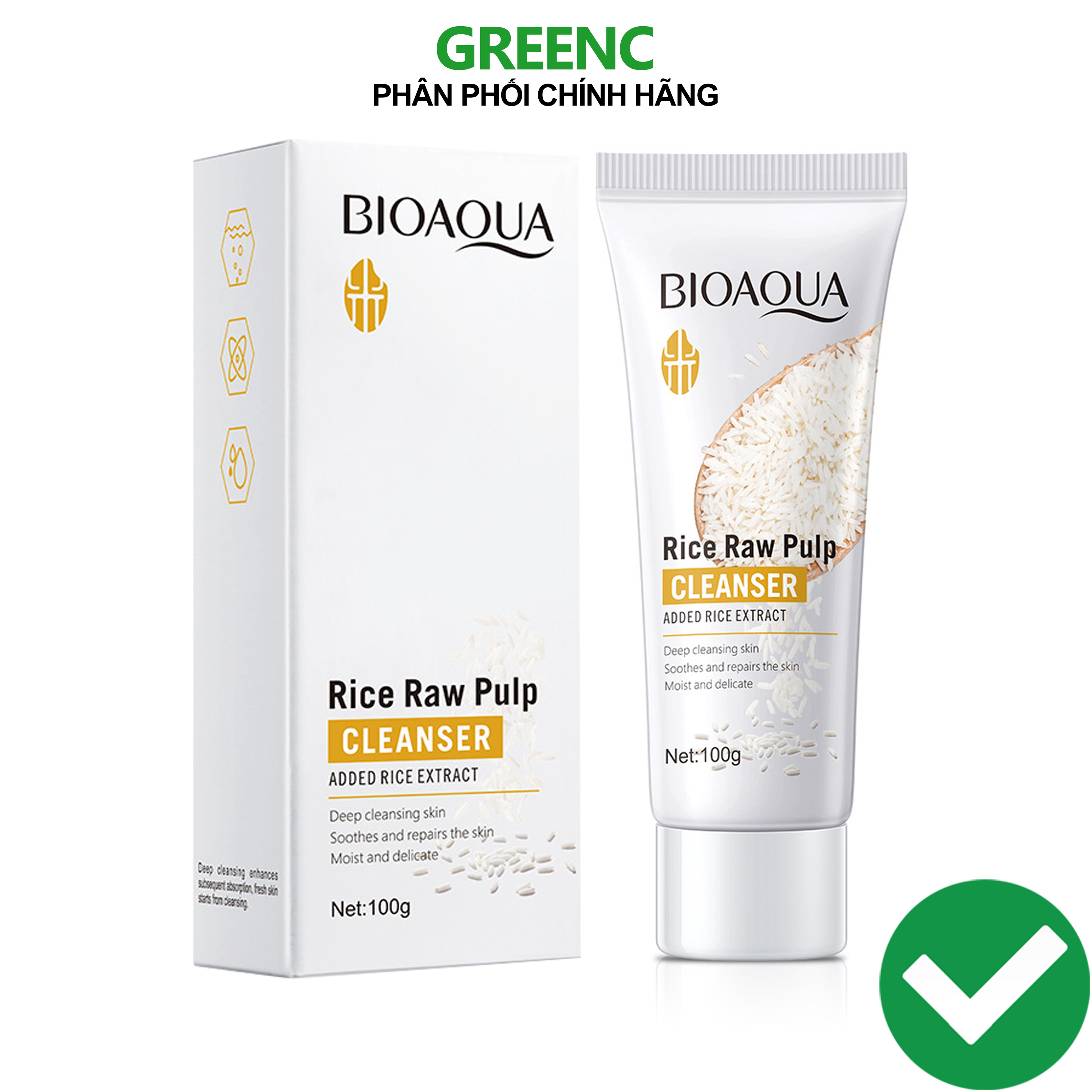 Sữa rửa mặt Bioaqua Rice Raw Pulp 100g chiết xuất gạo