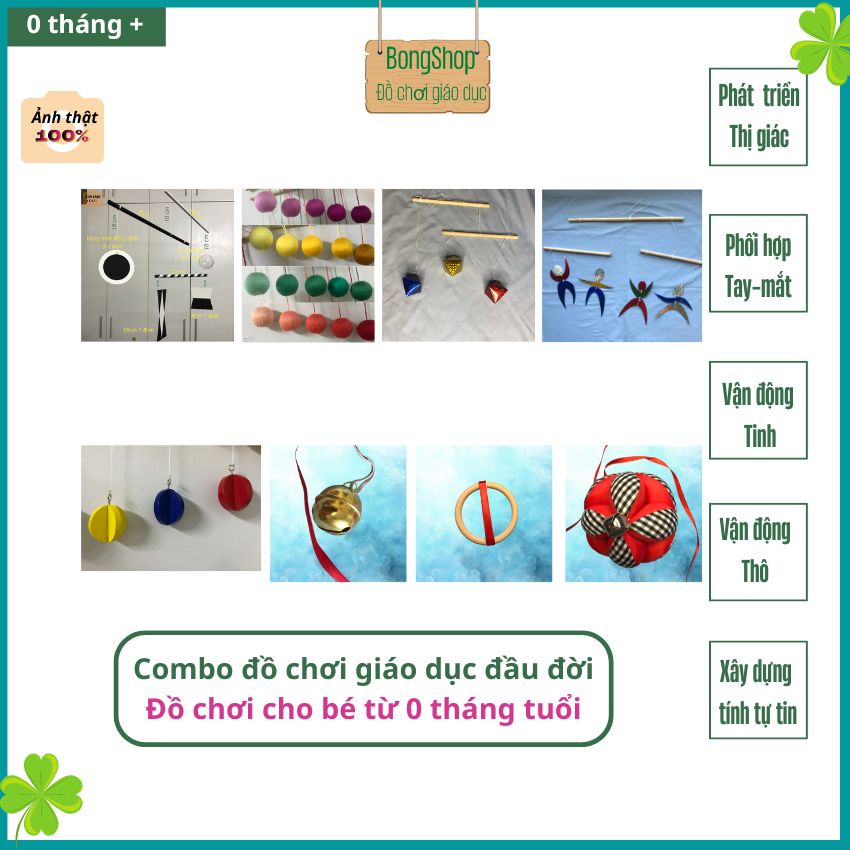 Combo trọn bộ đồ chơi giáo dục đầu đời cho trẻ sơ sinh BH111 - Giáo cụ Montessori 0 3