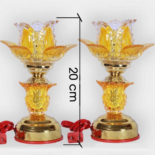 Đôi đèn thờ bóng đèn led 1 bông hoa