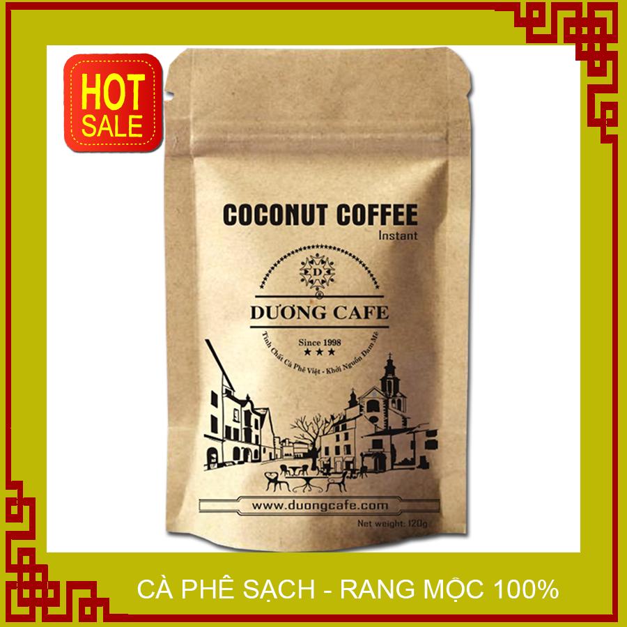 Cà phê Dừa hoà tan nguyên chất, không hương liệu, tiện lợi uống liền, đặc biệt, thơm ngon, vị dừa, béo ngậy, gói 120g, Dương Cafe