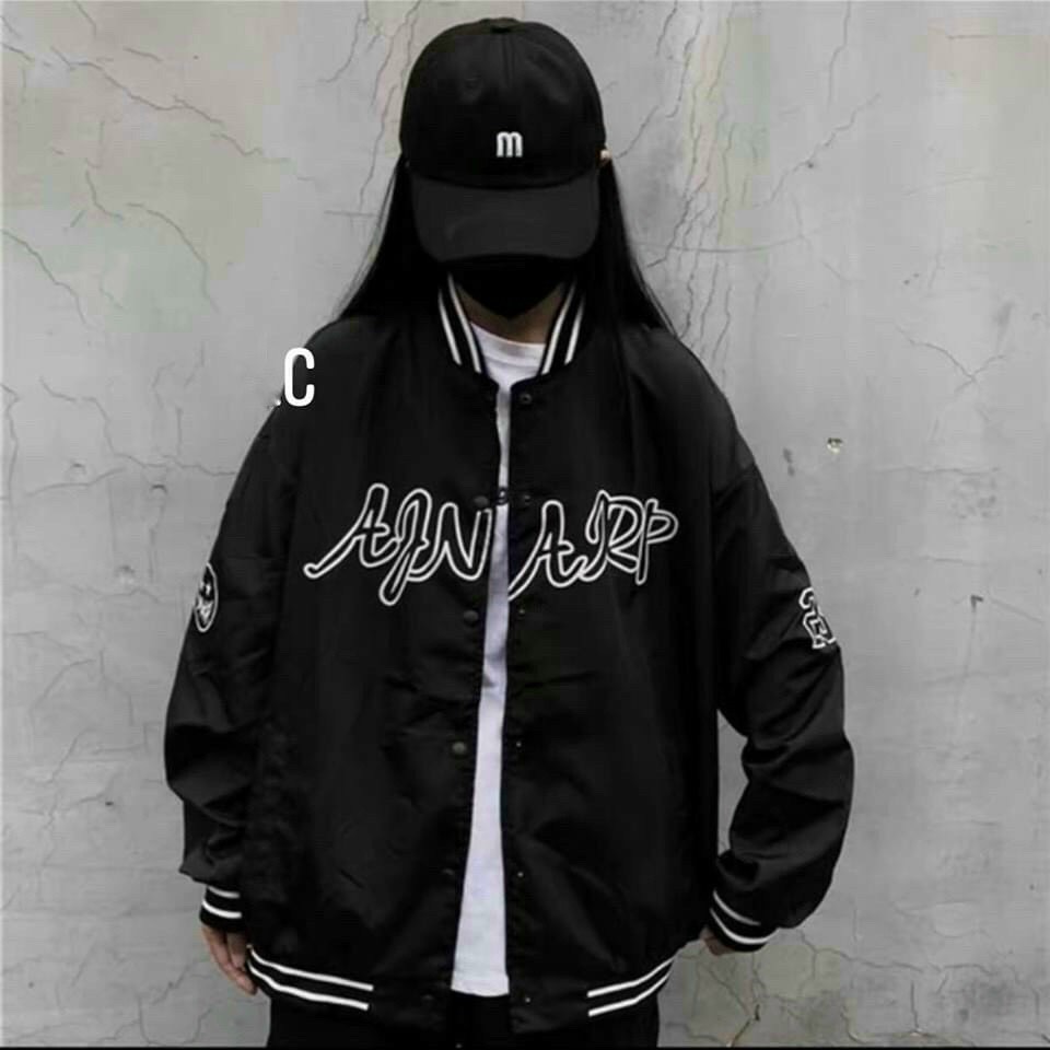 Áo khoác dù bomber unisex form rộng kiểu dáng bóng chày nam nữ