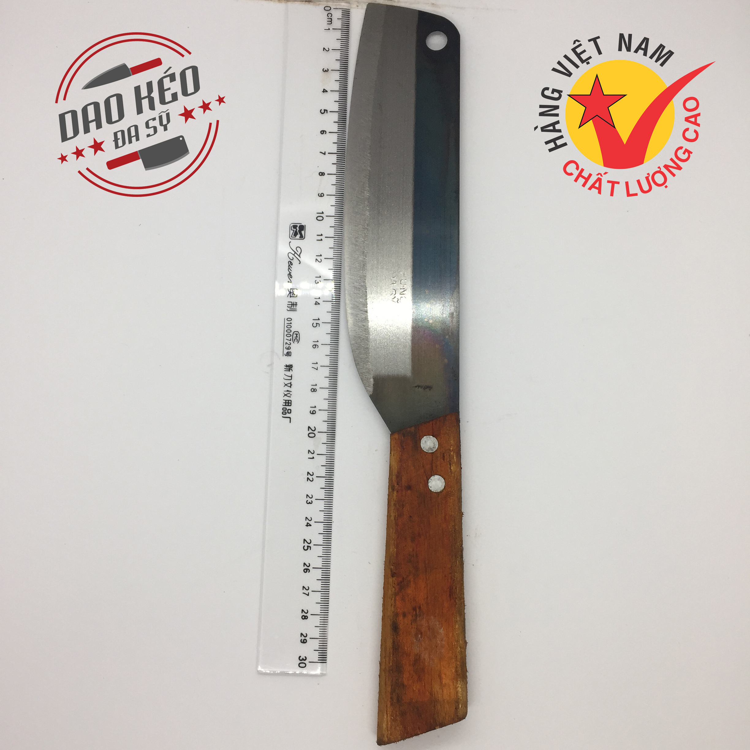 Dao thái to Đa Sỹ loại thường, rèn thủ công bằng thép không gỉ siêu bền, cán gỗ chắc chắn