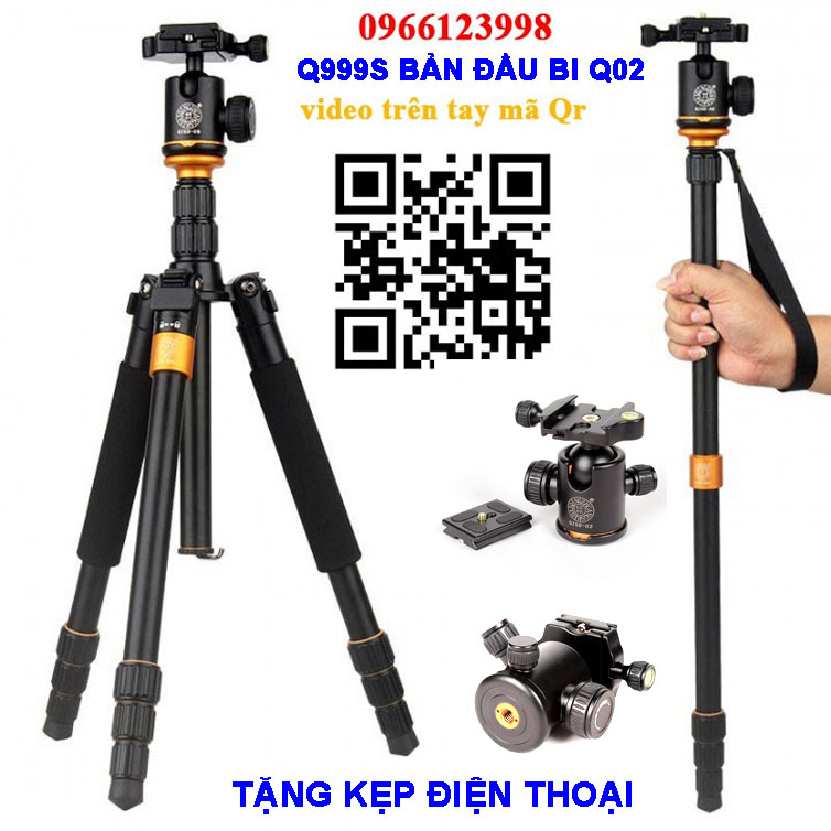 Chân máy ảnh Q999s bản ver ii tặng kẹp điện thoại