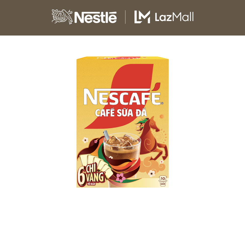 [CÀO TRÚNG THƯỞNG TẾT] Cà Phê Sữa NESCAFÉ Cà Phê Sữa Đá (Hộp 10 Gói x 24g)