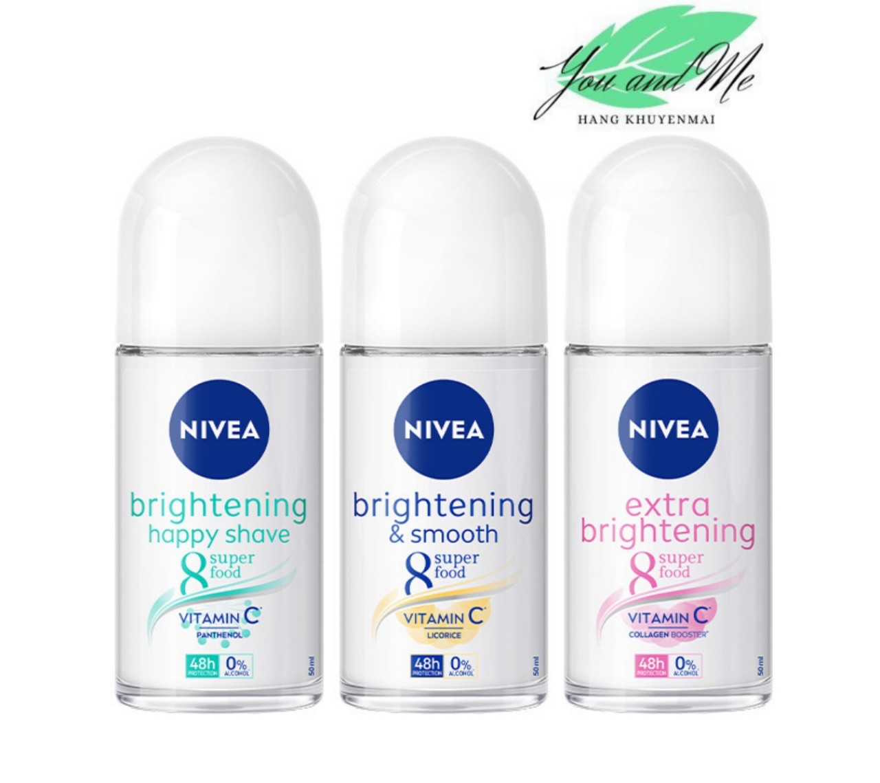 (50ml) Lăn ngăn mùi NIVEA Extra Whitening trắng mịn mờ vết thâm