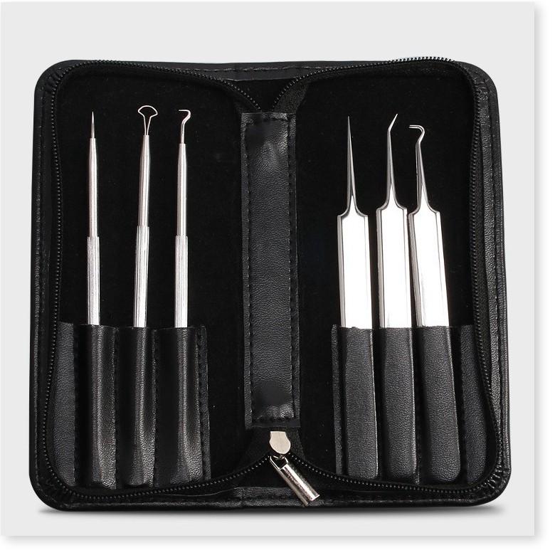 Bộ Dụng Cụ Nặn Mụn 6 Món Bằng Thép Không Rỉ Cao Cấp, Dụng cụ nặn mụn và cách nặn mụn an toàn tại nhà chuyên dụng tại Spa