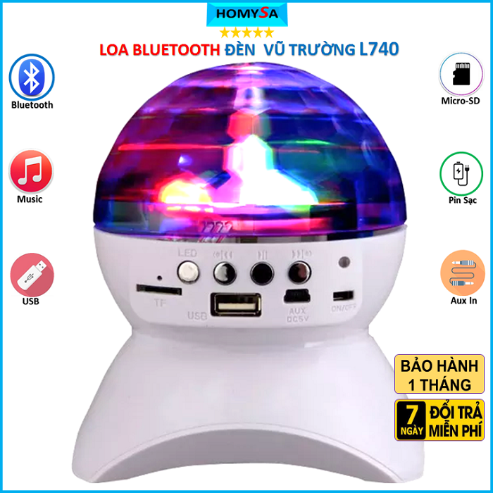 Loa bluetooth mini L740 đèn vũ trường - Loa blutooth không dây có đèn sân khấu mini dễ thương - Loa mừng sinh nhật - Đón năm mới - Tổ chức tiệc mừng nhiều màu sắc sống động - 3W
