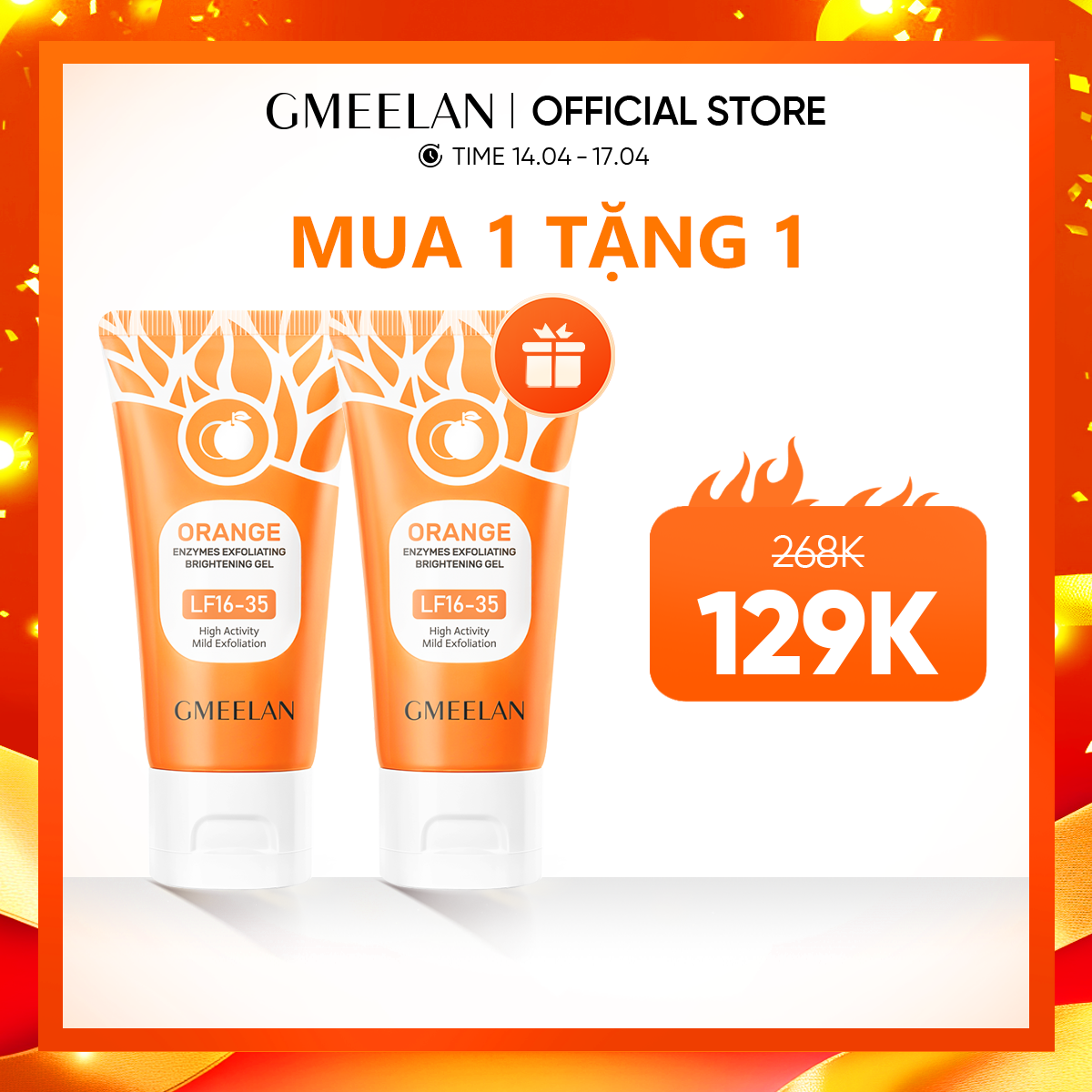 Gmeelan 2PCs exfoliate gel 50g * 2, exfoliation gel, orange exfoliator gel