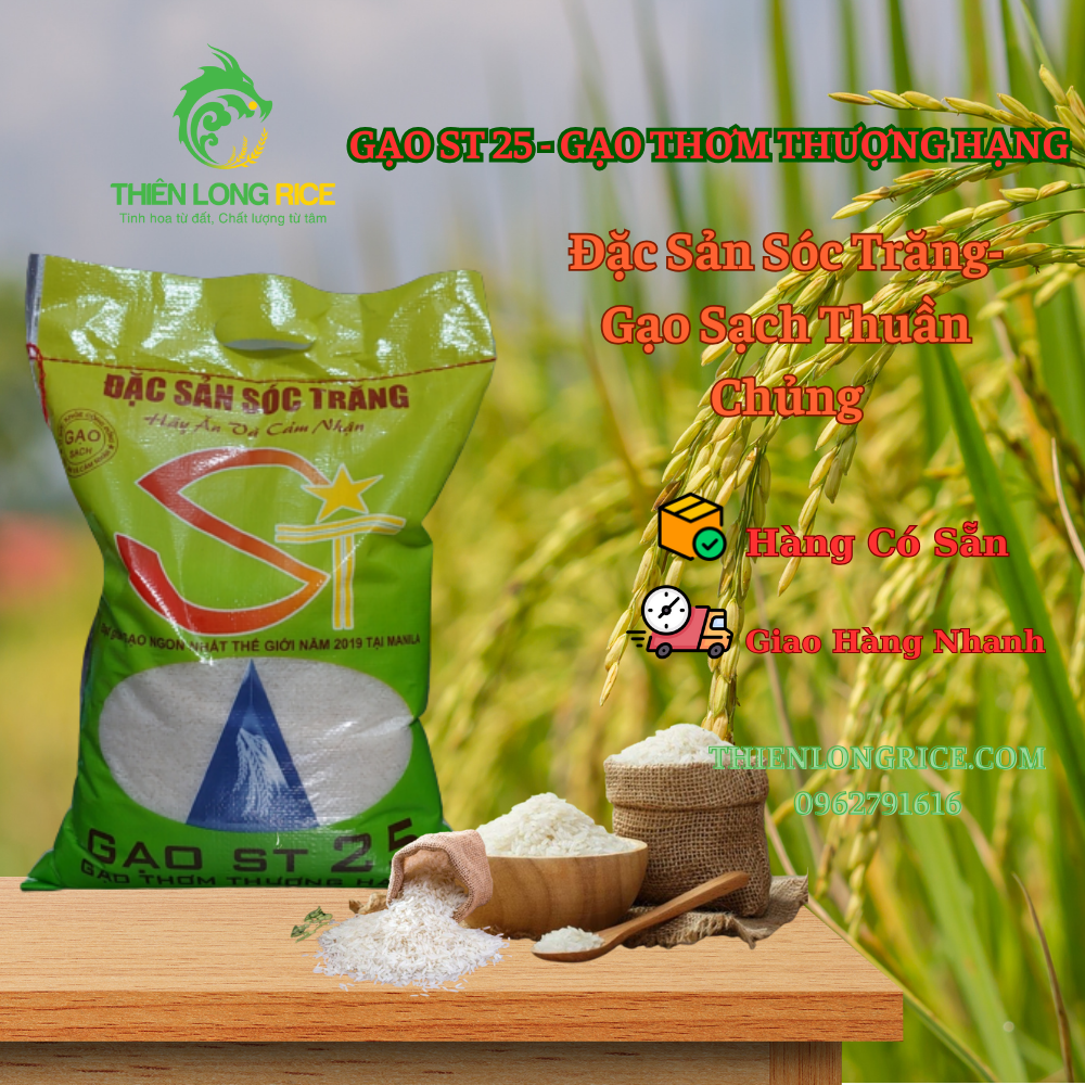 Gạo st 25 đặc sản sóc trăng - gạo thơm thượng hạng bịch 5 kg