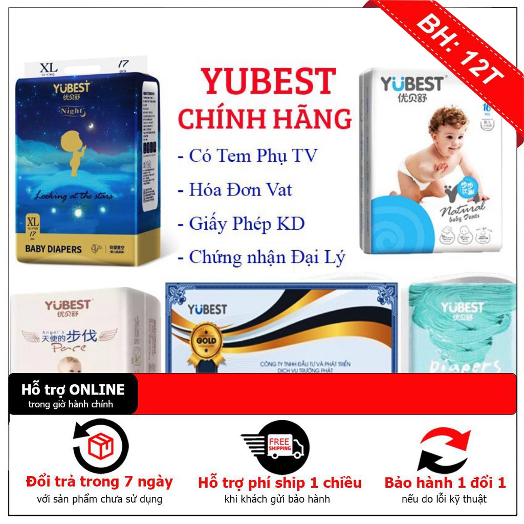 Bỉm dán/ Quần Yubest Gold /Night/ Angel/ Natural, Size S90/ M84/L78/XL72/XXL66/XXXL66, tã sơ sinh, bỉm nội địa