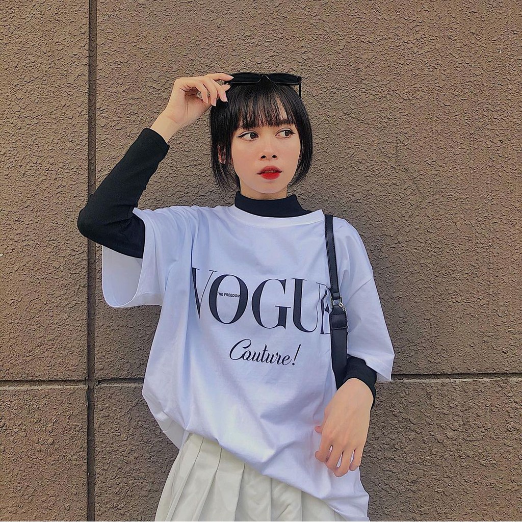 Áo thun nữ basic-vogue 6 , áo phông hiện đại cá tính dáng rộng chất cotton dày dặn m142