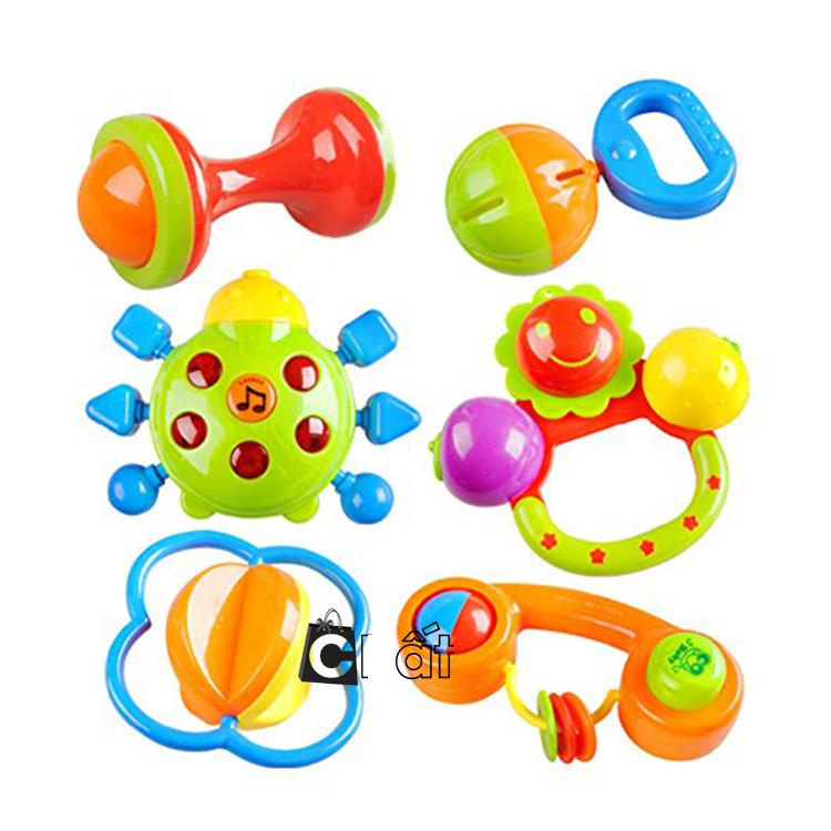 Bộ đồ chơi 7 món lục lạc  - xúc xắc - lúc lắc ,phát ra âm thanh cho trẻ sơ sinh và trẻ nhỏ ngộ nghĩnh ,quà tặng cho bé