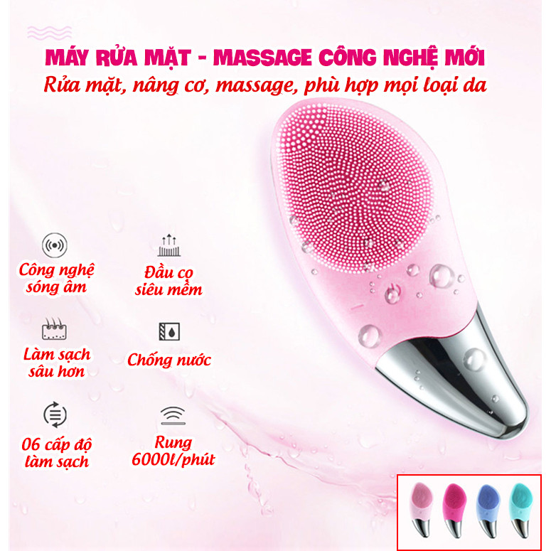 [HCM]MÁY RỬA MẶT MASAGE NÂNG CƠ MẶT 3IN1 SONIC FACIAL BRUSH CAO CẤP - Máy rửa mặt mini massage tích hợp sóng âm BR-020 - Công Nghệ Mới Làm Sạch Da - Dễ sử dụng và làm sạch ( Giao màu ngẫu nhiên )