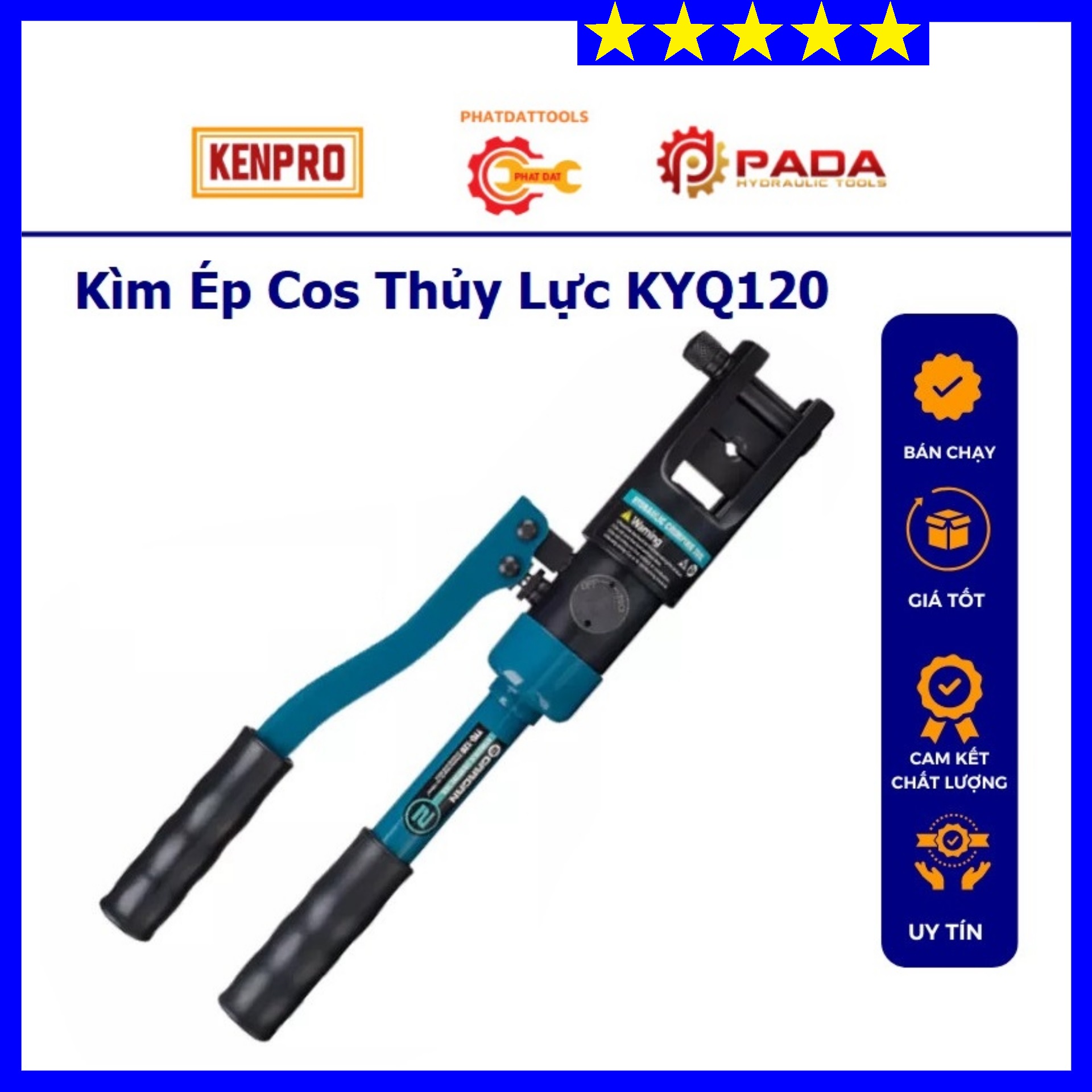 Kìm bấm cos thủy lực kyq120 xanh - phạm vi ép 10-120mm2 - hàng xuất châu âu - bảo hành 6 tháng