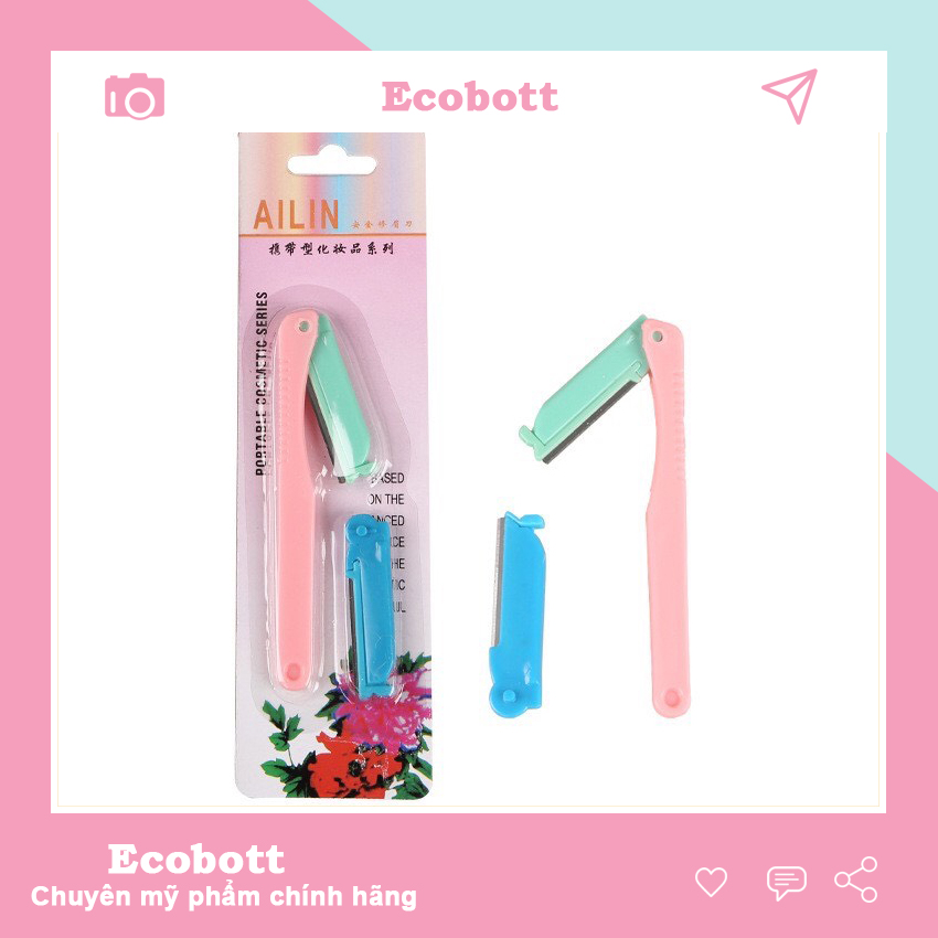 Bộ dao cạo lông mày AILIN, có đầu thay thế Thiết kế nhỏ gọn với đầu gập linh hoạt giúp bạn dễ dàng định hình và tạo dáng đôi lông mày cân đối, gọn gang-Ecobott
