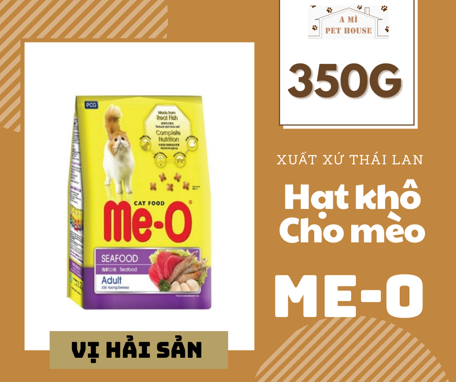 Túi 350g thức ăn cho mèo me-o vị hải sản | hạt khô me-o