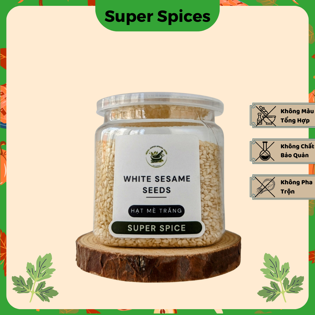 Hạt mè trắng , vừng trắng White Sesame Việt Nam sạch , không chất bảo quản Hũ 80g