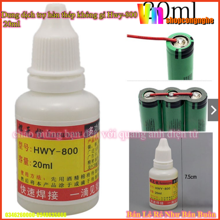 Dung dịch trợ hàn thép không gỉ Hwy-800 20ml