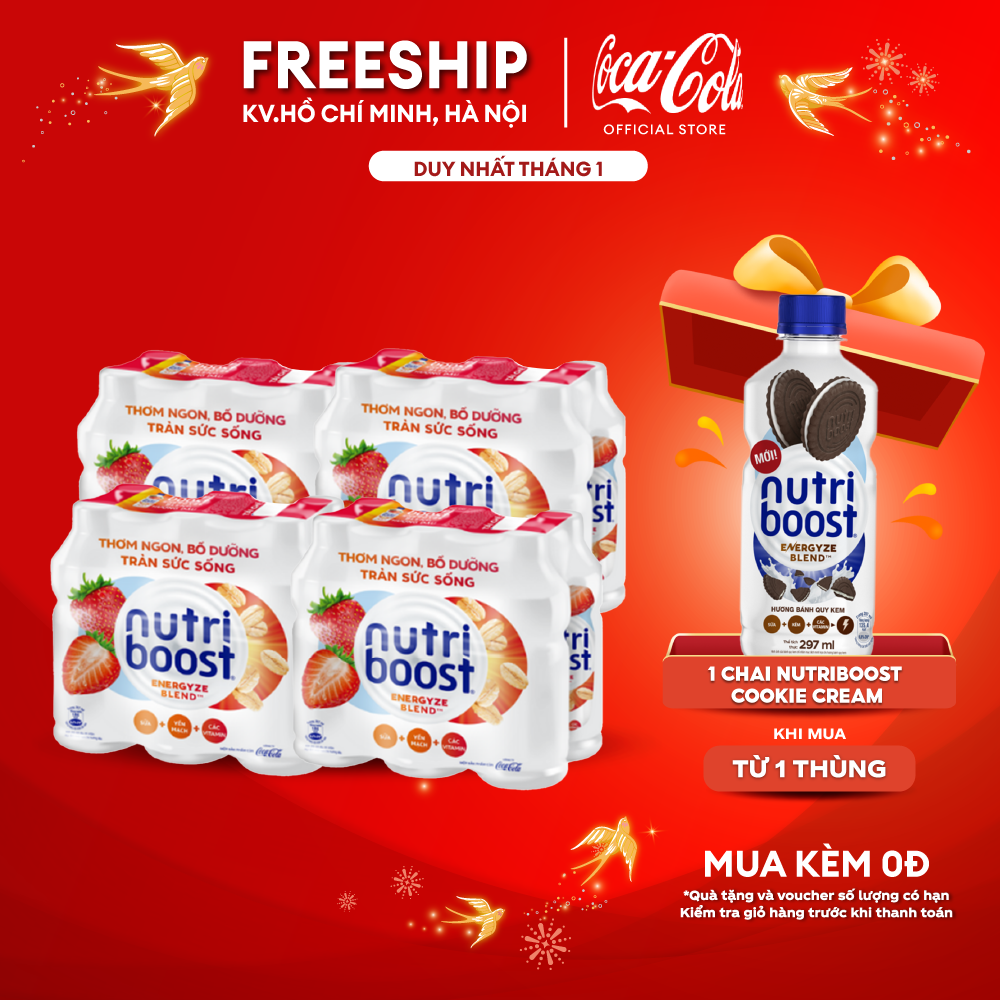 Lốc 24 chai sữa nutriboost thế hệ mới hương dâu