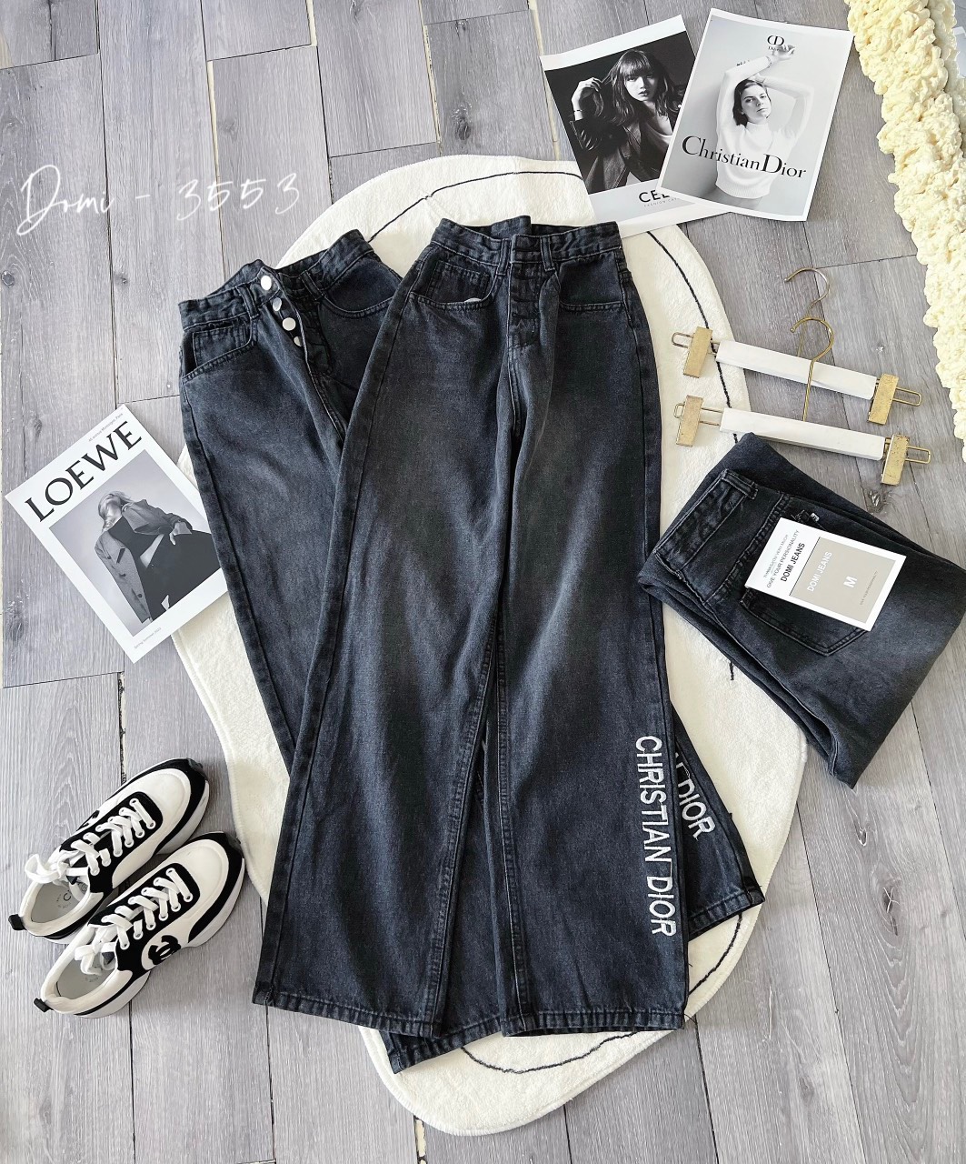 Quần baggy jean nữ rách nhẹ xinh xắn-jt