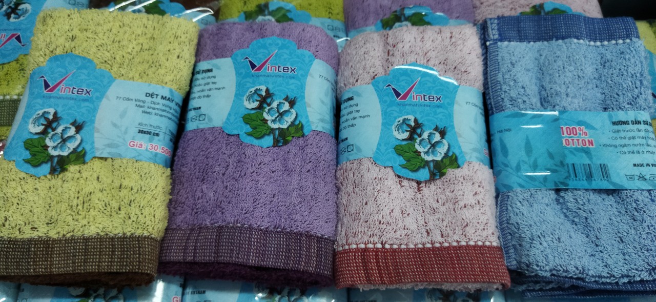 Combo 5 Khăn mặt cao cấp 100% cotton kích thước 30x50cm trọng lượng 70gram của công ty Vintex