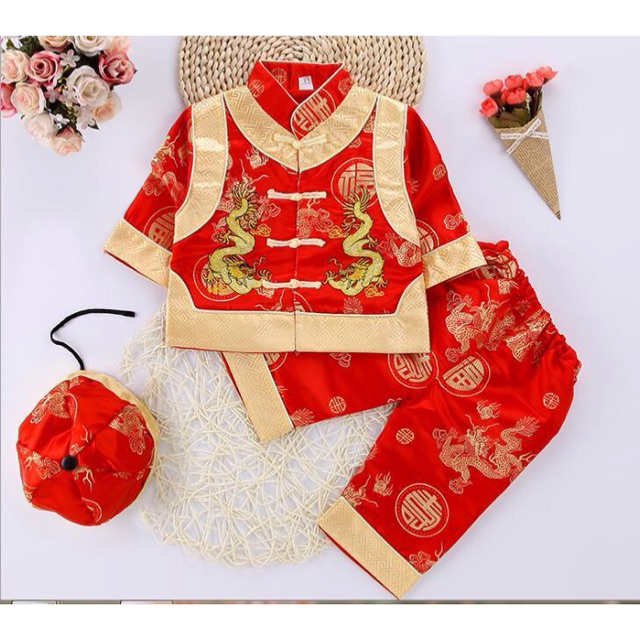 Sét cổ tàu Trung hoa bé trai diện Tết may mắn 7-15kg