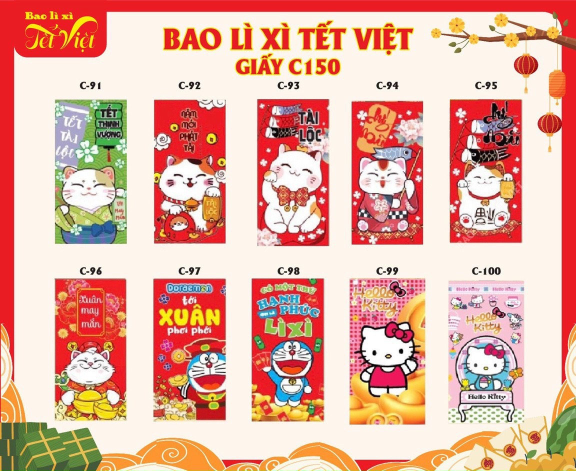 Bao lì xì hot trend tết quý mão 2023 - bao lì xì tết 2023 giá rẻ bao đẹp