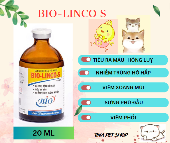 [HCM]BIO- LINCO S chai 20ml. Dùng cho gà đá bị ho khò khè chó mèo tiêu chảy ra máu