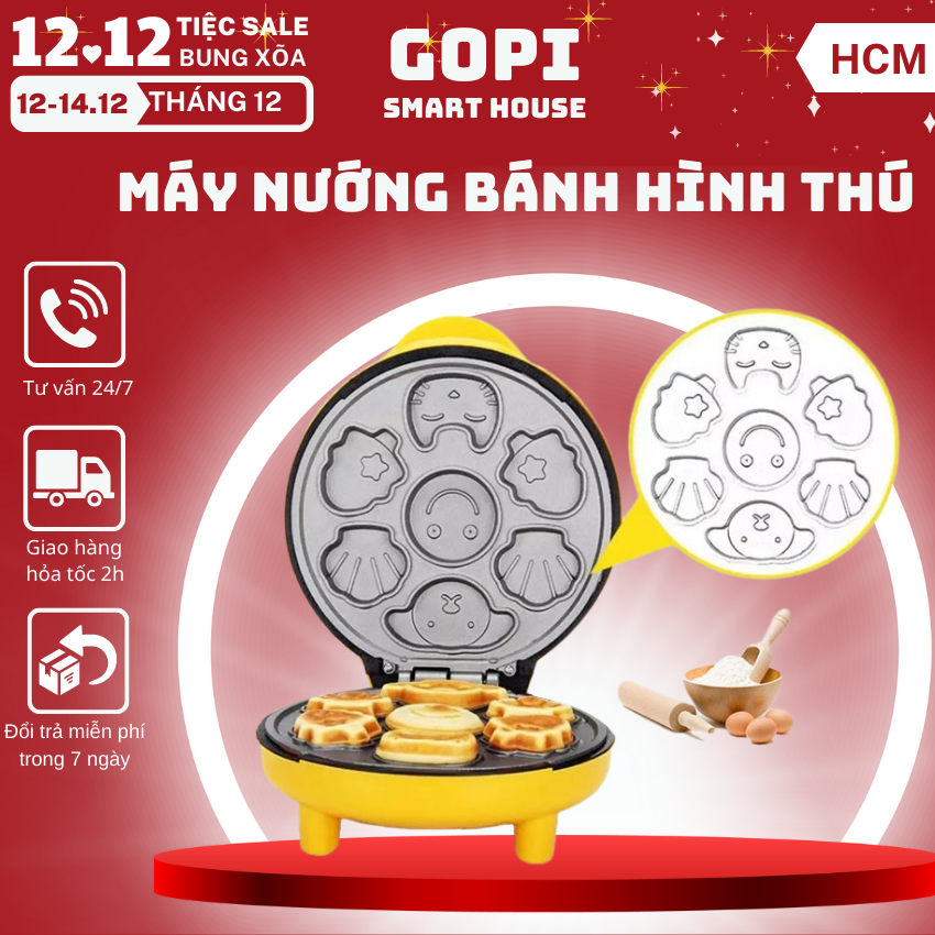 Máy nướng bánh, làm bánh hình thú magic bullet 7 khuôn tạo hình, máy nướng bánh hình thú, máy làm bánh quy nướng tiện lợi, máy nướng bánh magic bullet